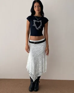 Motel Rocks Basics | Basic Tops-Jonnet Baby Tee in Black with Cutie Thorns Motif