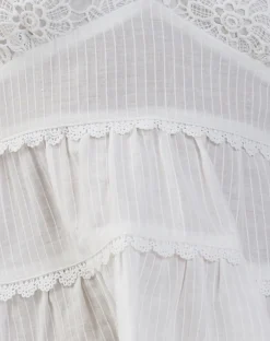 Motel Rocks Halterneck Tops-Juanita Frill Halterneck Top in Crochet White