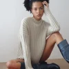 Motel Rocks Jumpers-Judah Oversized Chunky Rib Knit Jumper in Ecru