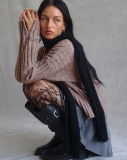 Motel Rocks Jumpers-Judah Oversized Chunky Rib Knit Jumper in Taupe