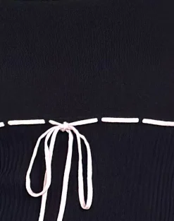 Motel Rocks Basics | Basic Tops-Juhye Knitted Top in Black with Pink Binding BlackwithPinkBinding