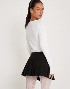 Motel Rocks Basic Tops | Long Sleeve Tops-Junie Ballet Long Sleeve Top in Jersey White