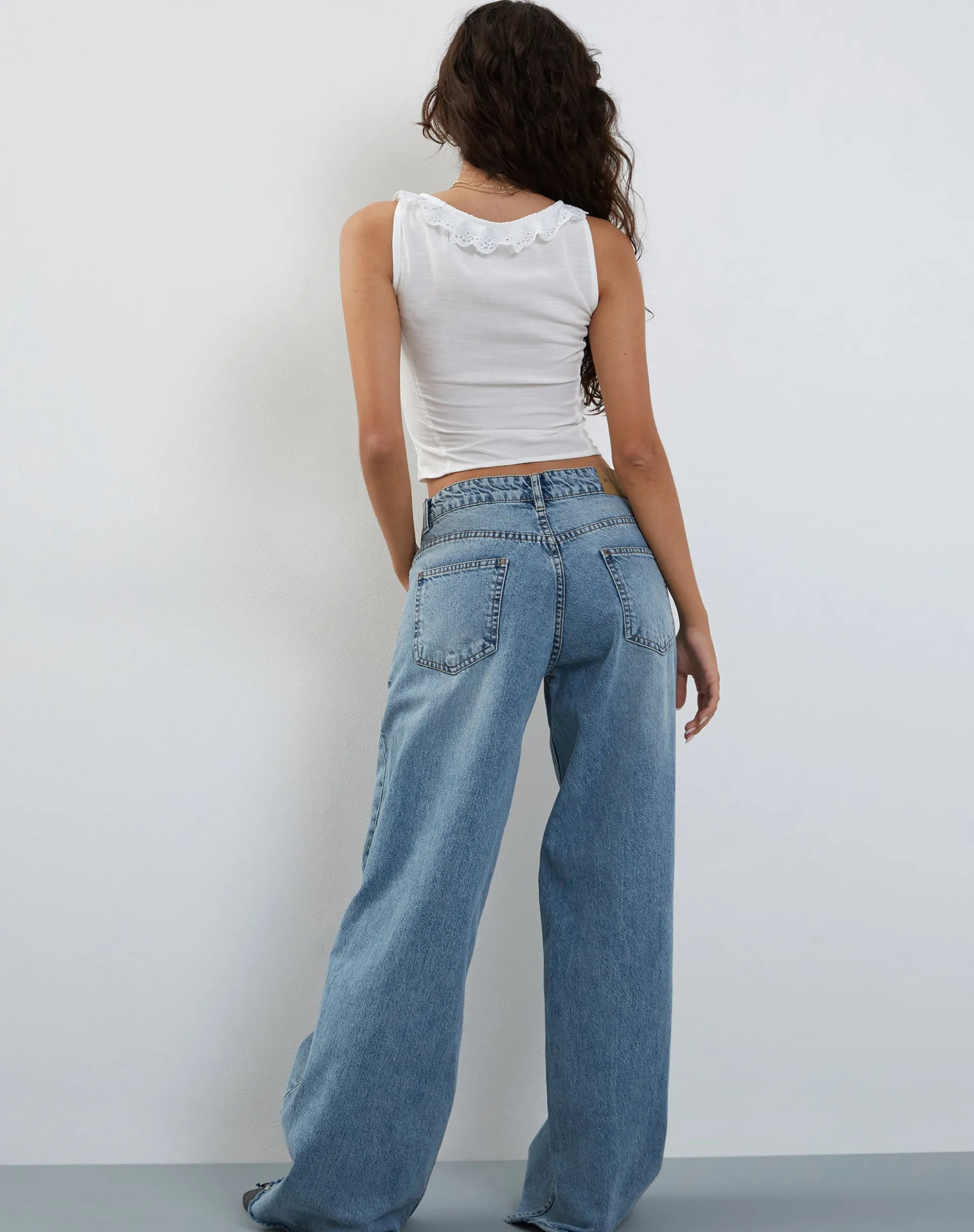Motel Rocks Going Out Tops-Junko Frill Detail Button Through Top in White