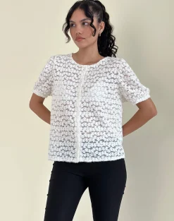 Motel Rocks Shirts And Blouses | Lace Tops-Kaelyn Top in Dahlia Lace Ivory