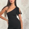 Motel Rocks Basics | Basic Tops-Kaffa One Shoulder Top in Jersey Black