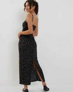 Motel Rocks Printed Dresses-Kafka Maxi Dress in Pretty Petal Black DistyFloralBlueRed