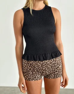 Motel Rocks Basic Tops | Vest Tops-Kagumi Shirred Top in Black
