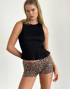 Motel Rocks Basic Tops | Vest Tops-Kagumi Shirred Top in Black