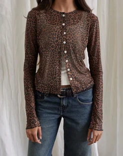 Motel Rocks Shirts And Blouses | Printed Tops-Kahula Shirt in Mesh Rar Leopard MeshRarLeopard