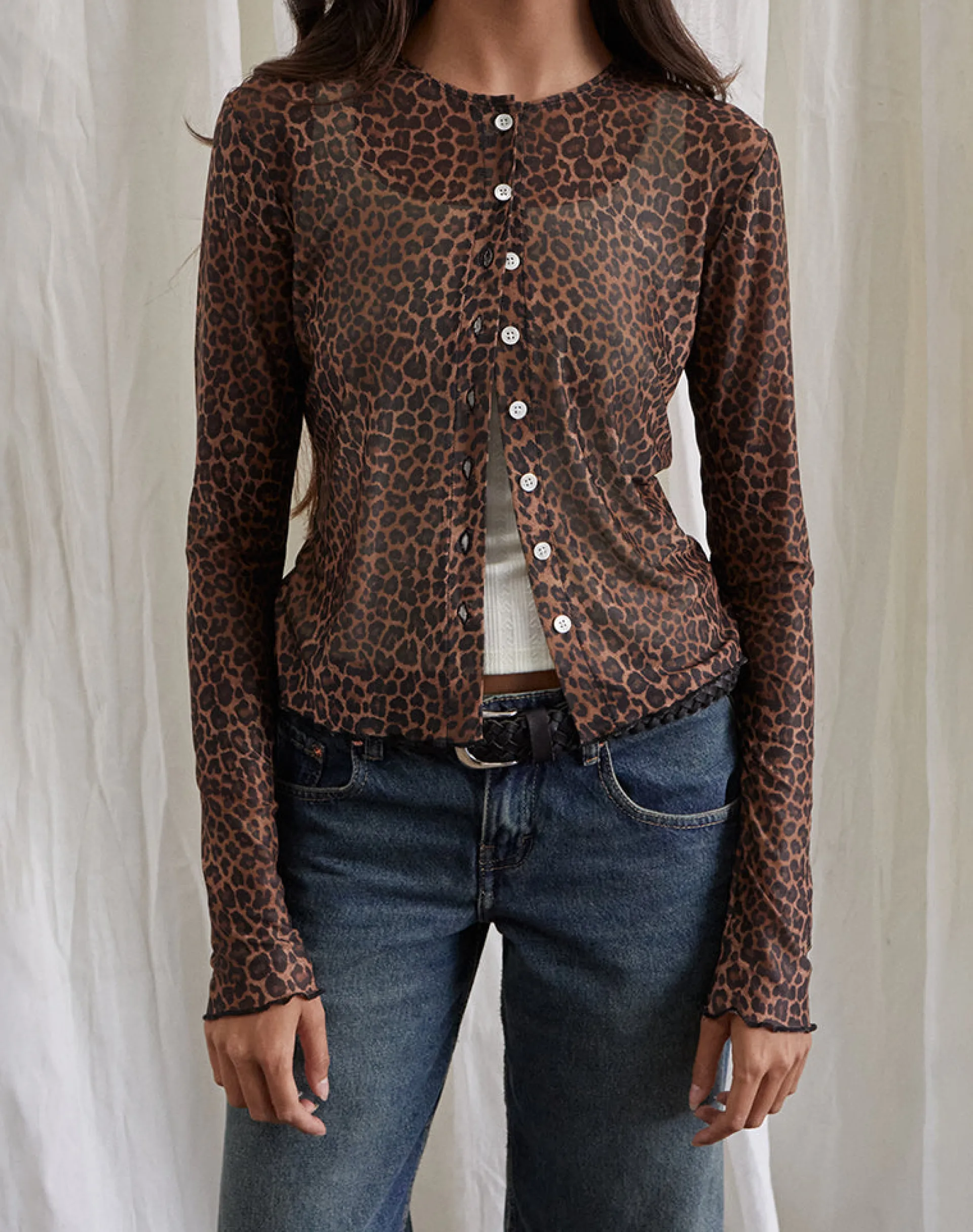 Motel Rocks Shirts And Blouses | Printed Tops-Kahula Shirt in Mesh Rar Leopard MeshRarLeopard