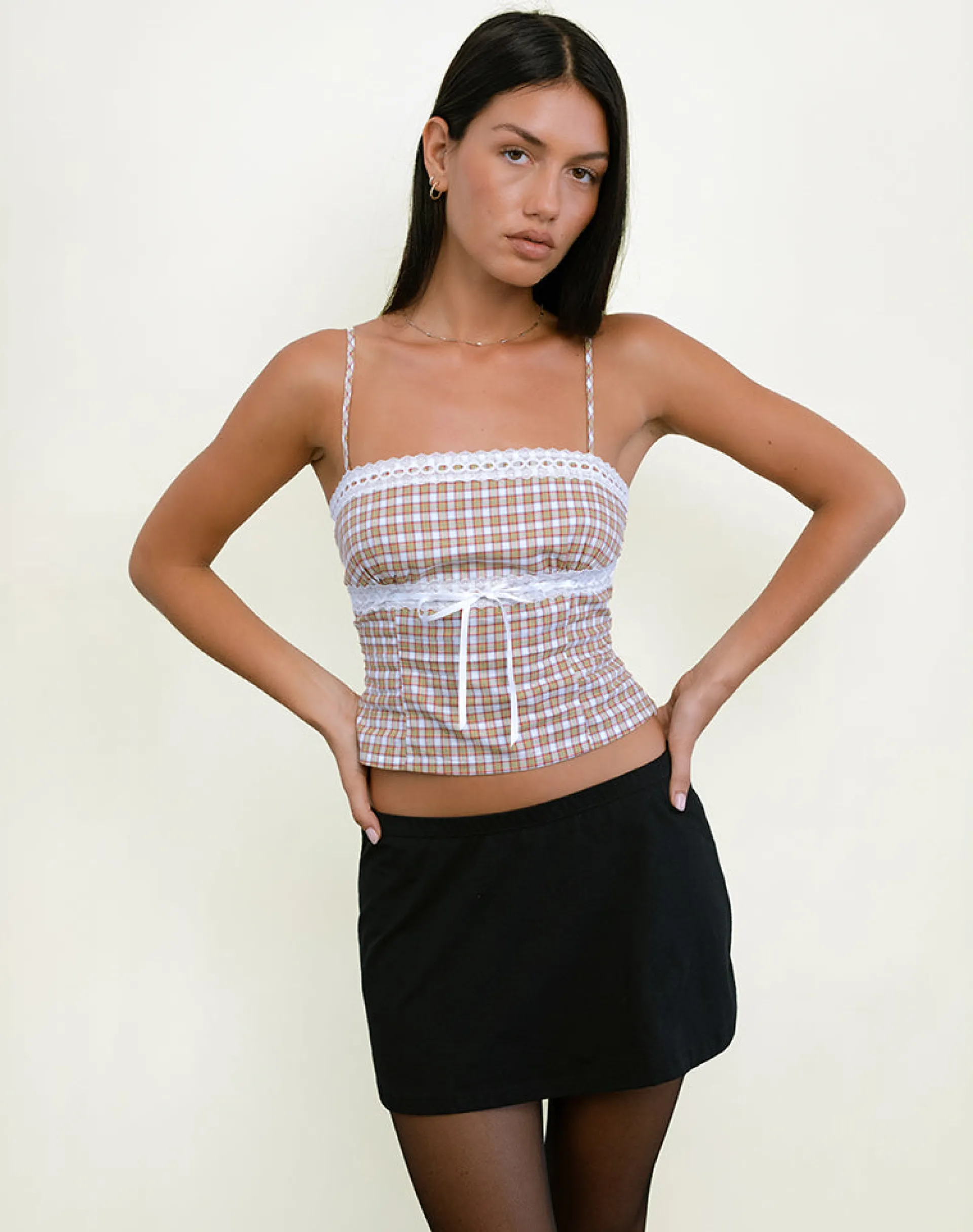 Motel Rocks Corset Tops | Printed Tops-Kaita Cami Top in Red and Yellow RedandYellow