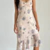 Motel Rocks Day Dresses | Printed Dresses-Kamala Midi Dress in Wild Rose Blue