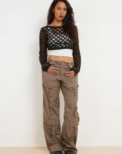 Motel Rocks Long Sleeve Tops-Kansaya Crop Top in Black