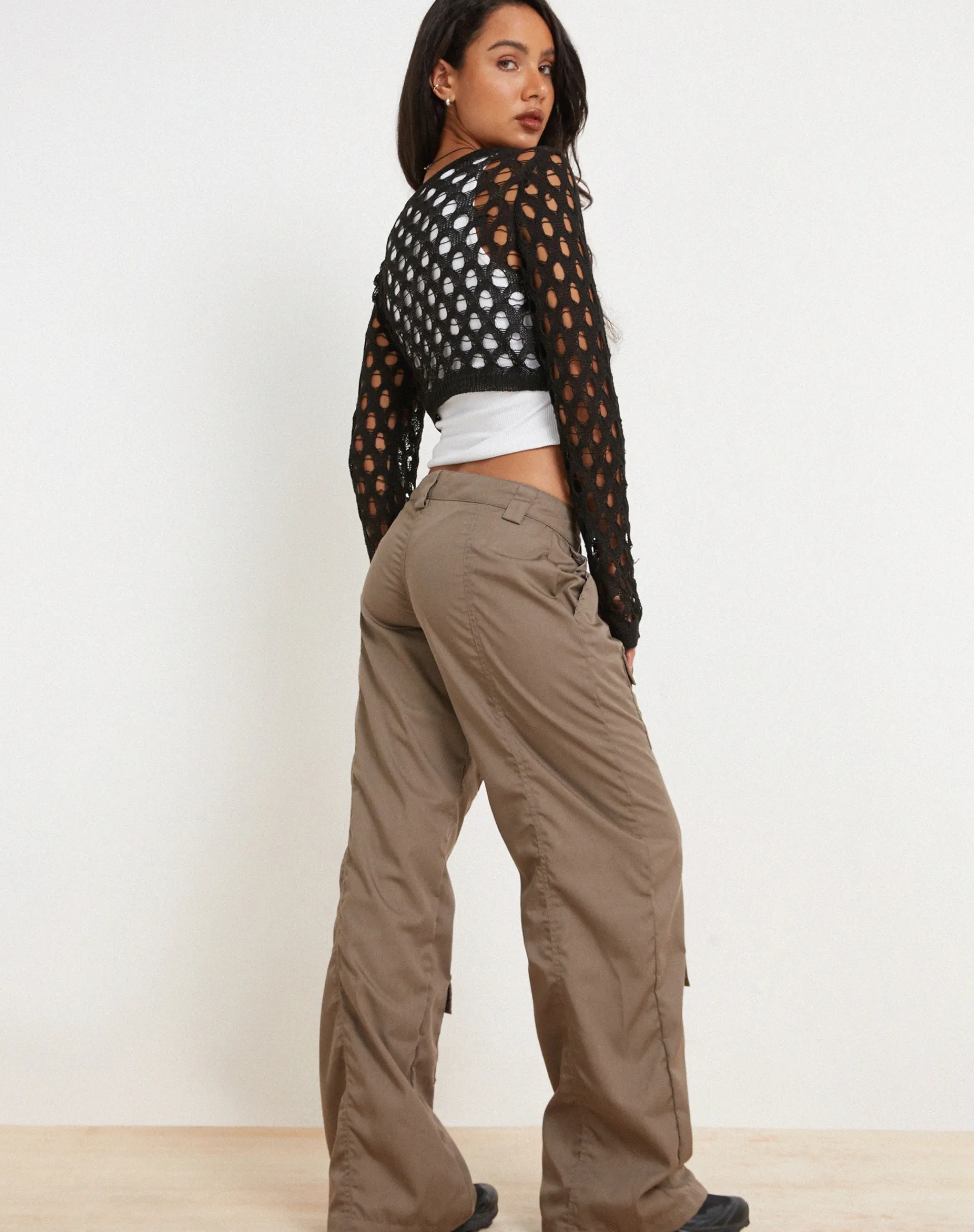 Motel Rocks Long Sleeve Tops-Kansaya Crop Top in Black