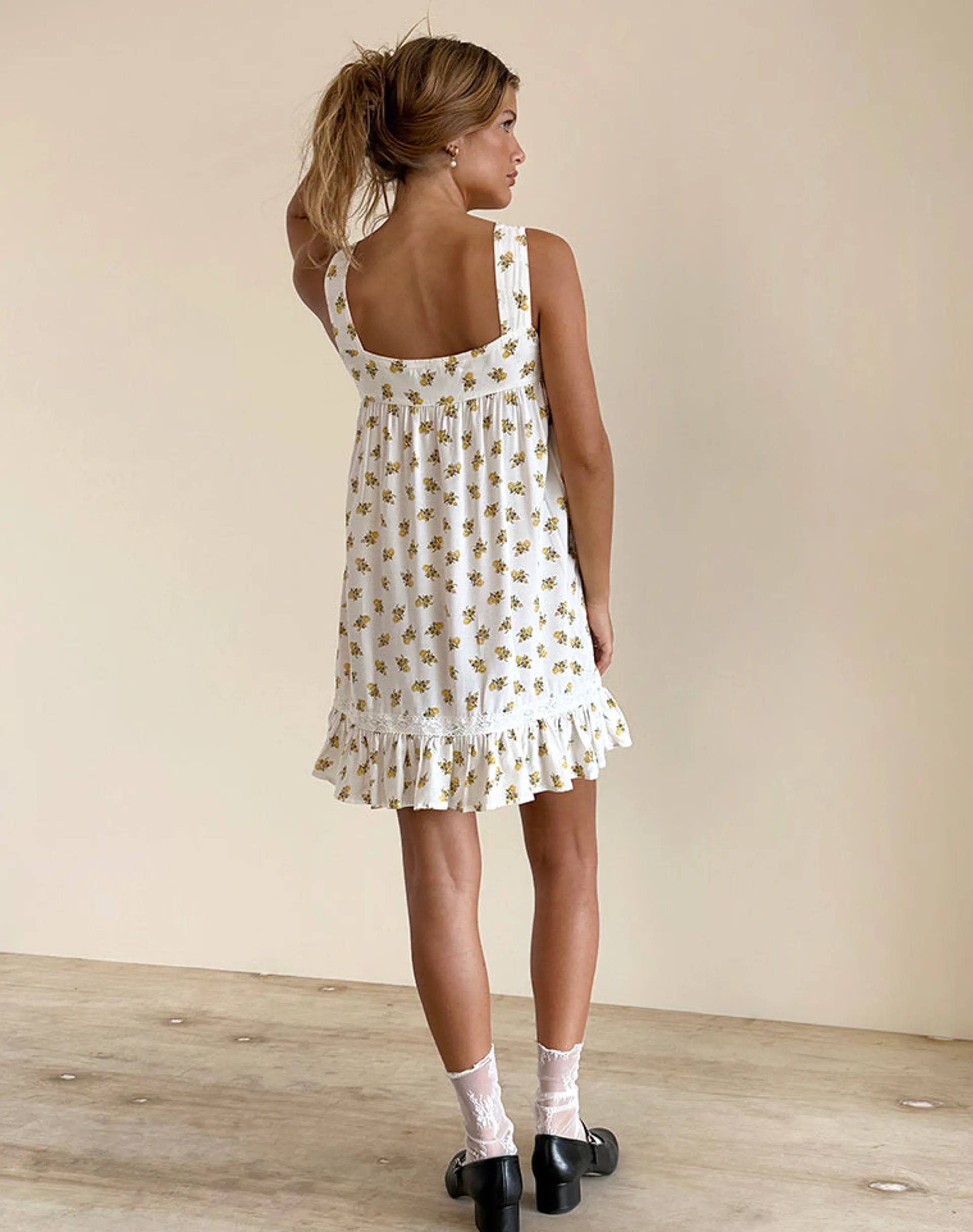 Motel Rocks Printed Dresses | Day Dresses-Karina Dress in Funshine Floral Off White