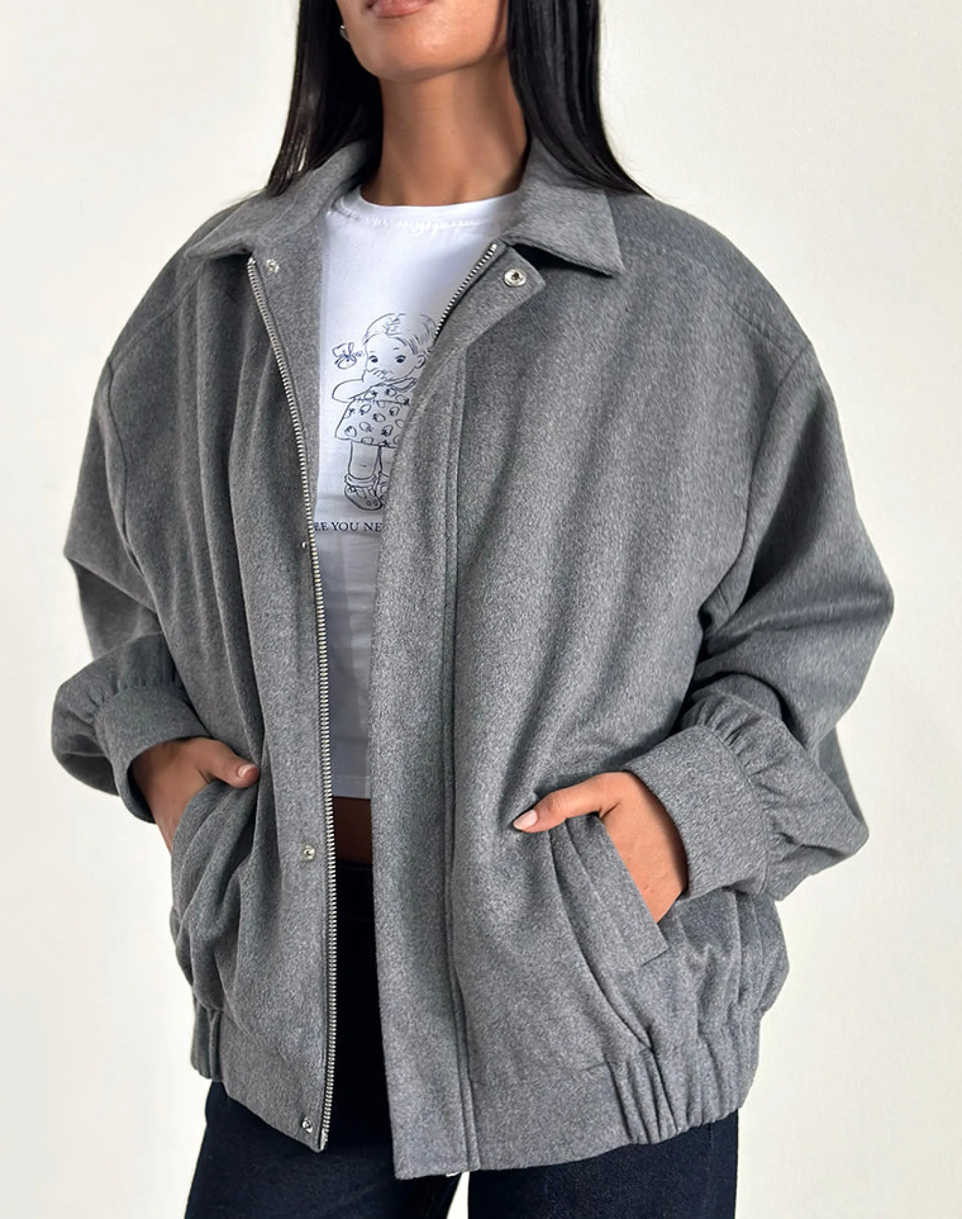 Motel Rocks Jackets-Karinta Jacket in Grey Marl Wool