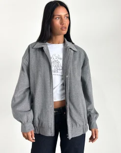 Motel Rocks Jackets-Karinta Jacket in Grey Marl Wool