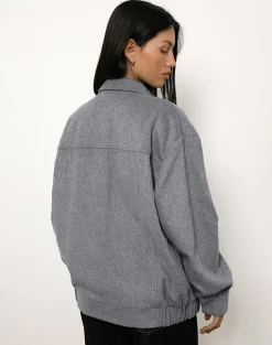 Motel Rocks Jackets-Karinta Jacket in Grey Marl Wool