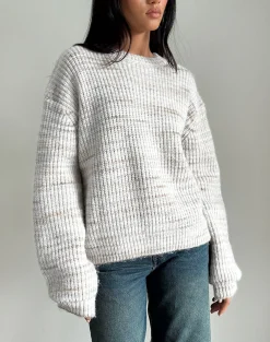 Motel Rocks Jumpers-Karu Jumper in Neutral Brushed Knit NeutralBrushedKnit
