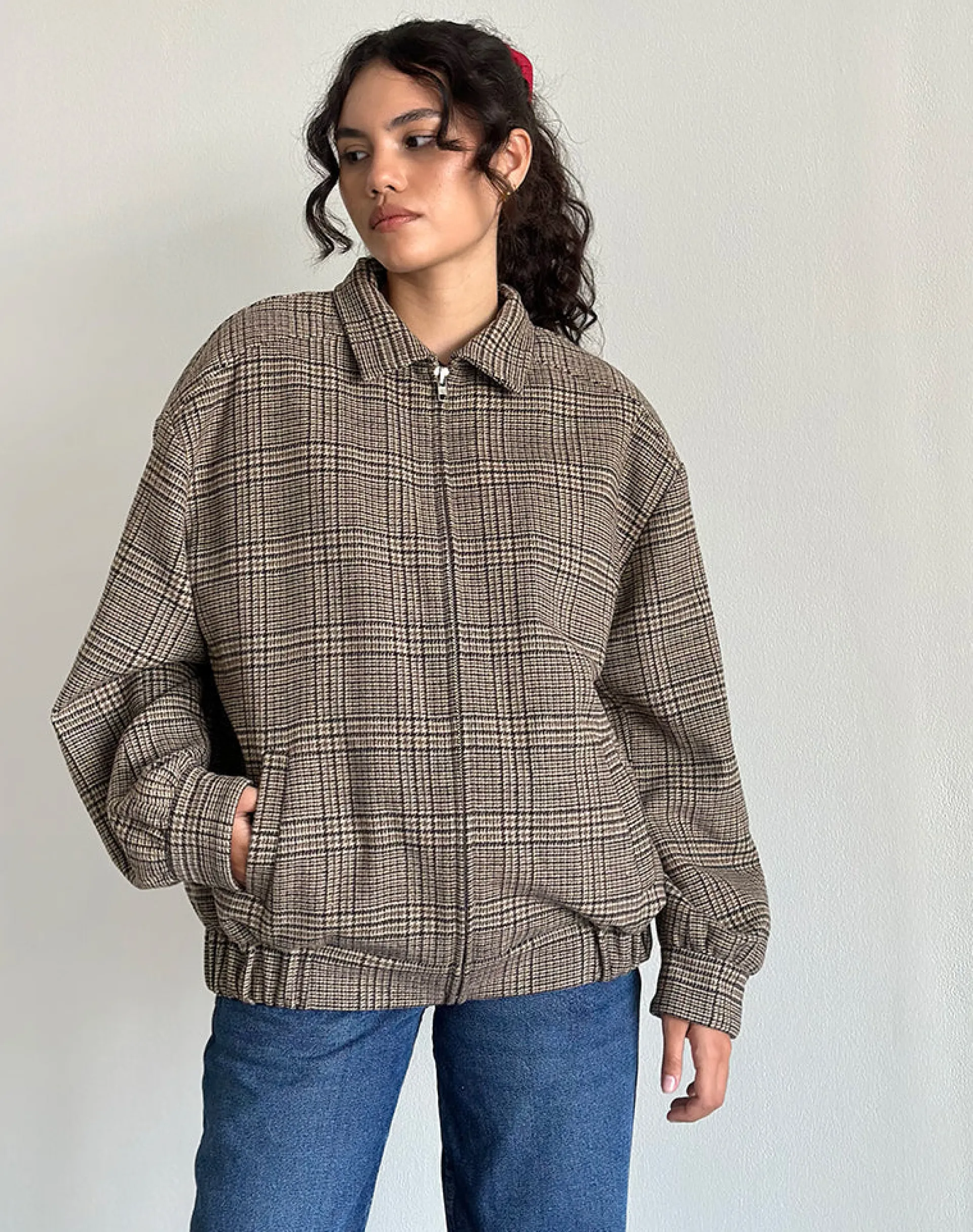 Motel Rocks Jackets-Kassira Jacket in Tonal Brown Check