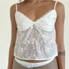 Motel Rocks Strappy Tops | Lace Tops-Kasturi Top in Broderie White
