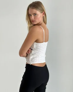 Motel Rocks Co-Ords | Corset Tops-Katisa Top in Broderie White