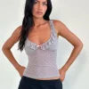 Motel Rocks Strappy Tops | Going Out Tops-Kavya Top in Heart Flock Grey