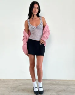 Motel Rocks Strappy Tops | Going Out Tops-Kavya Top in Heart Flock Grey
