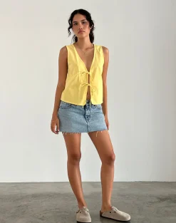 Motel Rocks Vest Tops-Kayve Tie Front Top in Lemonade