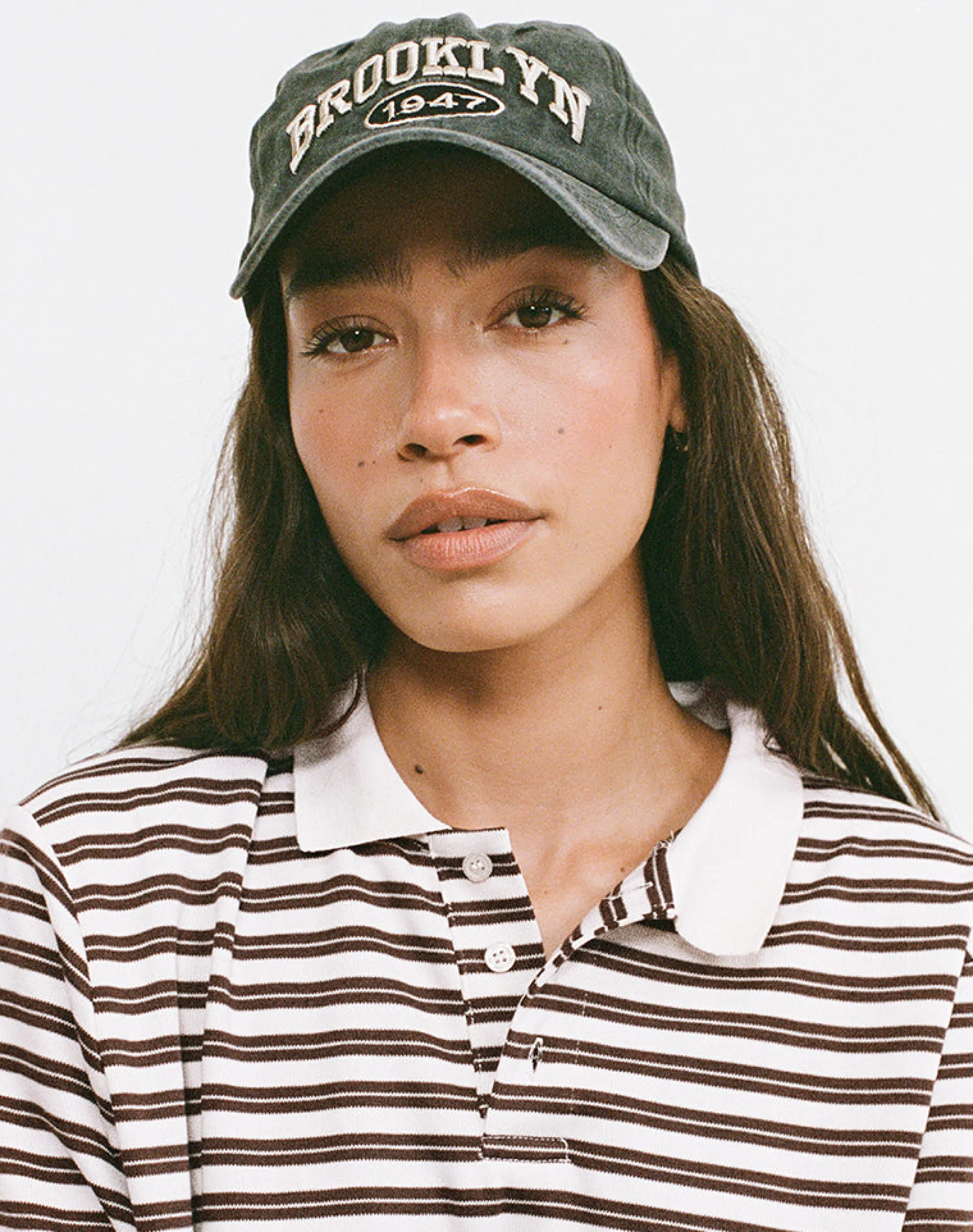 Motel Rocks Shirts And Blouses-Kemillau Baggy Shirt in Brown with White Stripes BrownwithWhiteStripes