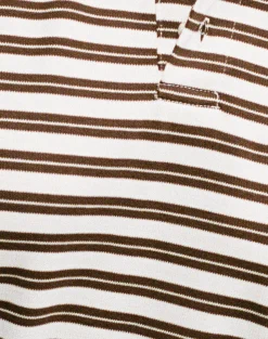 Motel Rocks Shirts And Blouses-Kemillau Baggy Shirt in Brown with White Stripes BrownwithWhiteStripes