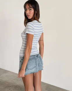 Motel Rocks Basic Tops | Printed Tops-Kenichi Top in Stripe Blue and White Jersey StripeBlueandWhiteJersey