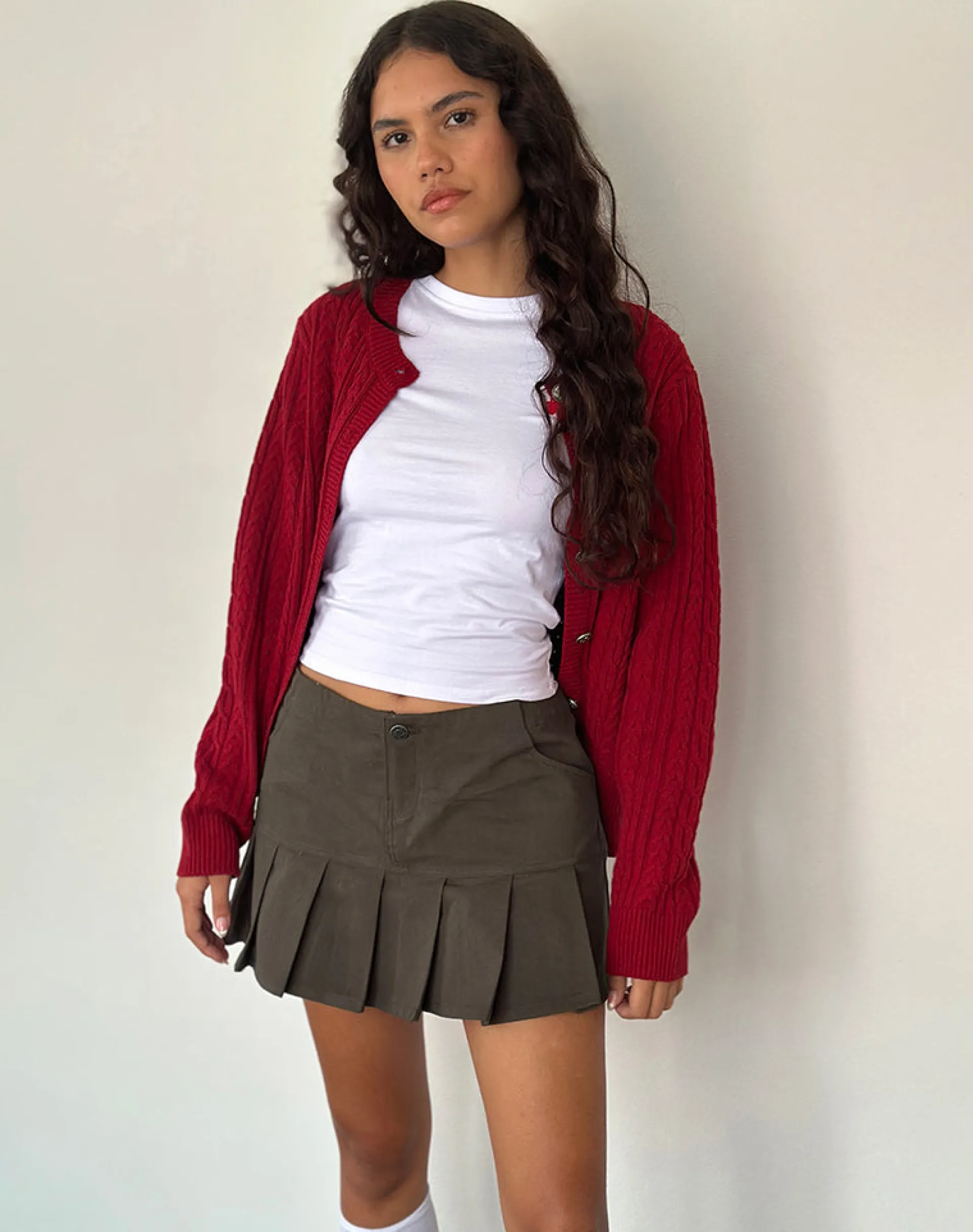 Motel Rocks Pleated Skirts | Mini Skirts-Keripa Pleated Mini Skirt in Dark Grey DarkGrey