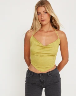 Motel Rocks Vest Tops-Ketia Crop Top in Green Moss GreenMoss