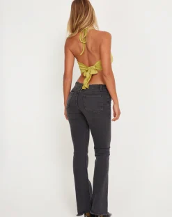 Motel Rocks Vest Tops-Ketia Crop Top in Green Moss GreenMoss