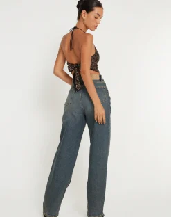 Motel Rocks Going Out Tops-Ketida Crop Top in Drape Sequin Copper DrapeSequinCopper