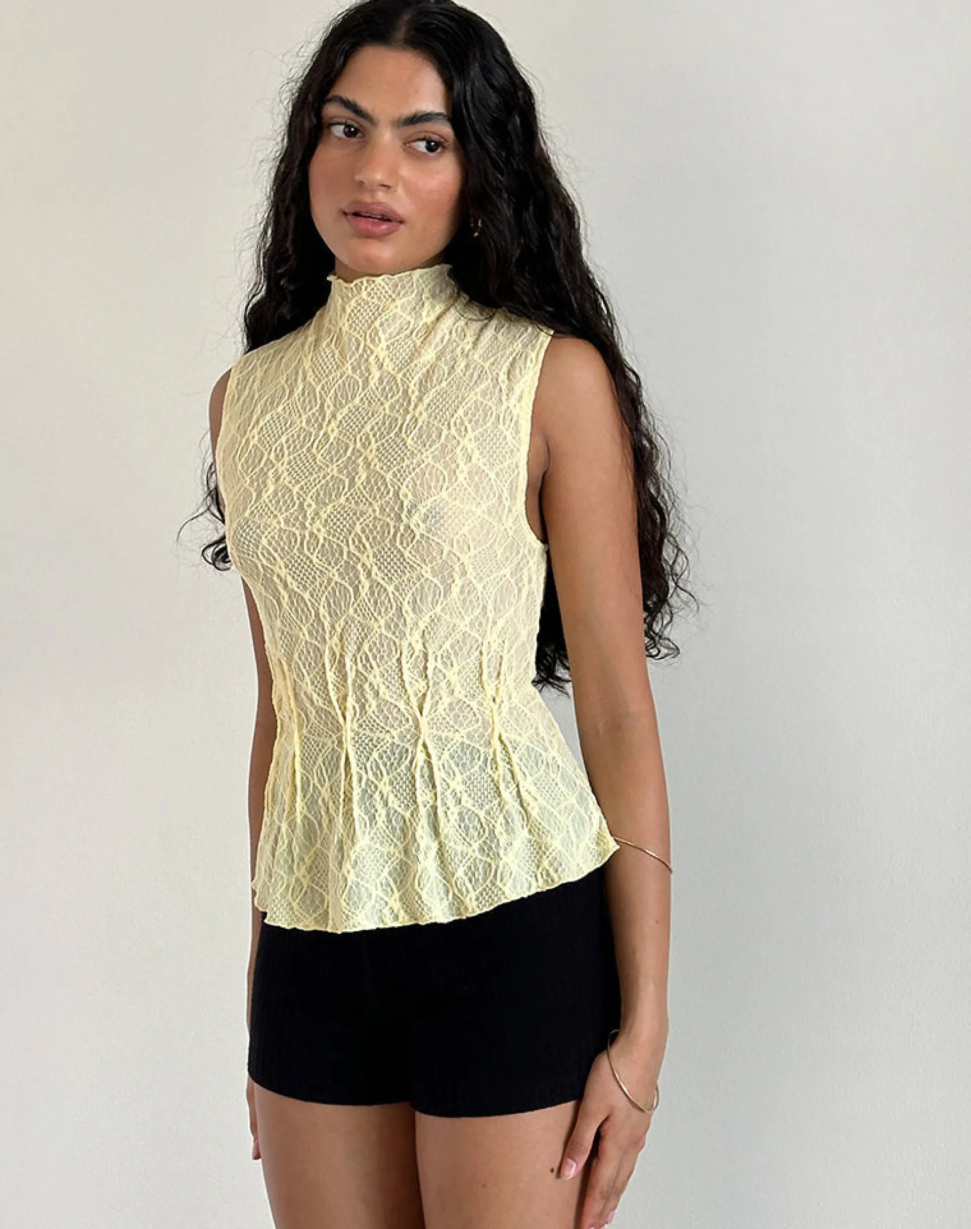 Motel Rocks Going Out Tops-Kimbra Top in Textured Yellow TexturedYellow