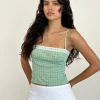 Motel Rocks Strappy Tops-Kinaya Cami Top in Blue and Yellow Check