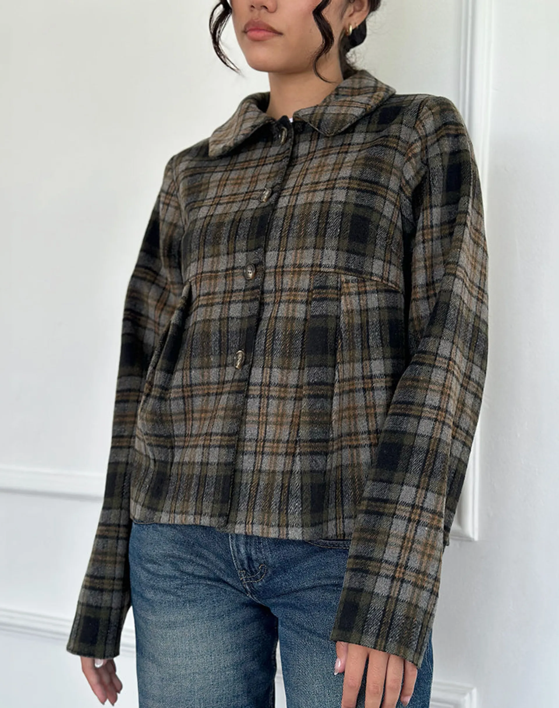 Motel Rocks Coats-Kisaki Swing Coat in Check Yellow