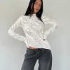Motel Rocks Long Sleeve Tops-Kittie Long Sleeve Top in Textured Ivory