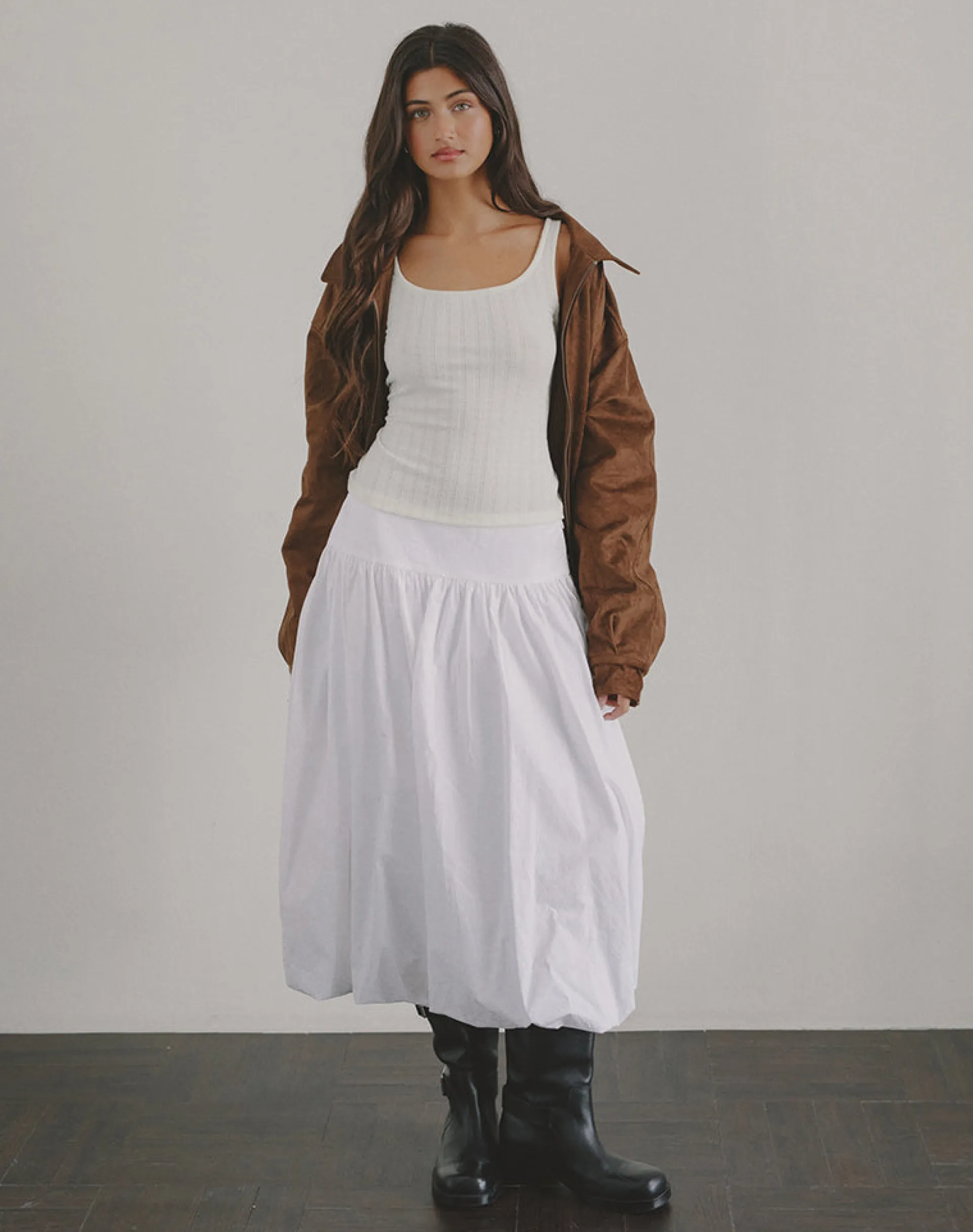 Motel Rocks Maxi Skirts-Kiyono Maxi Skirt in Poplin White