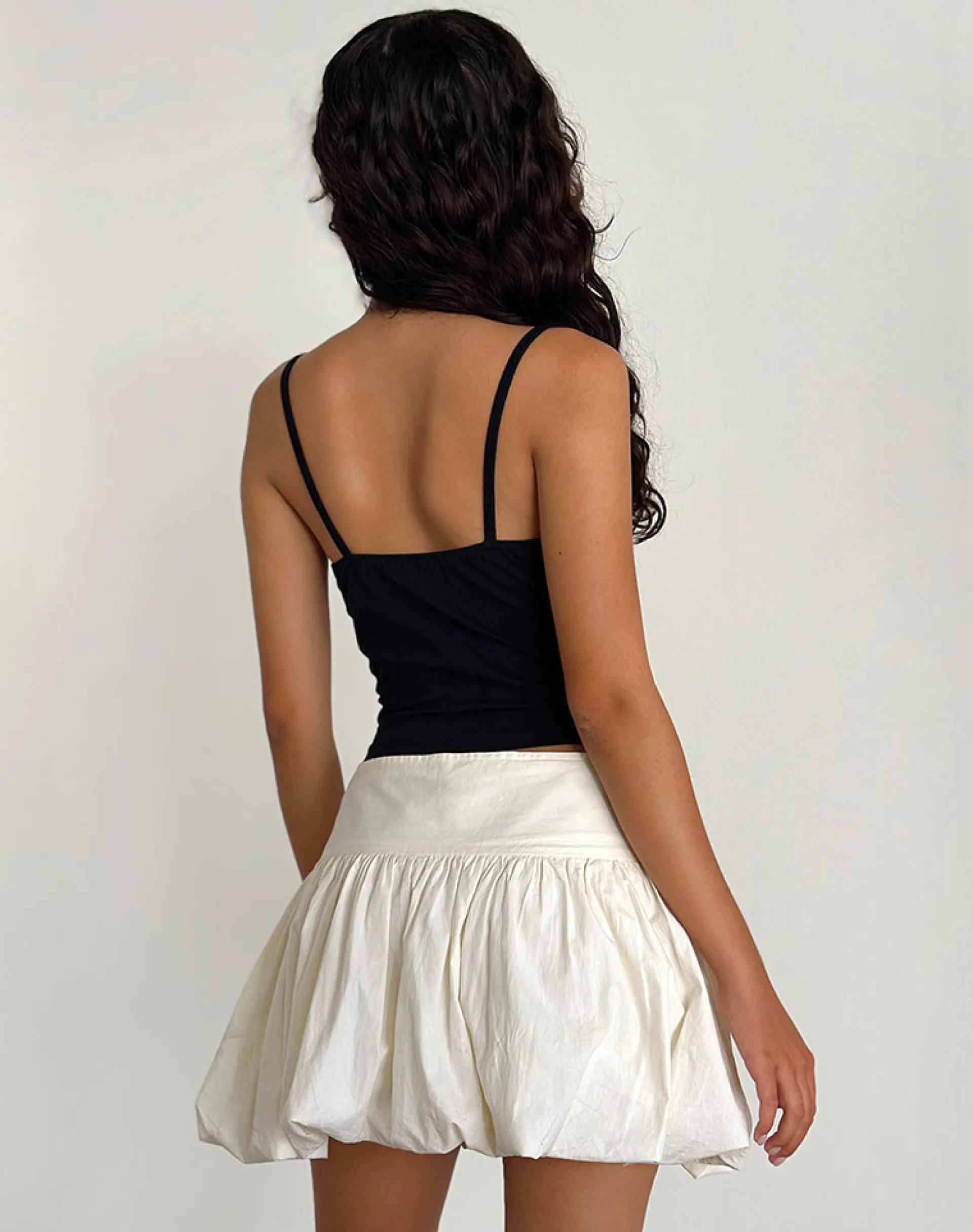 Motel Rocks Mini Skirts-Kiyowo Puffball Mini Skirt in Poplin Ivory PoplinIvory