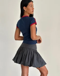 Motel Rocks Mini Skirts-Kiyowo Puffball Mini Skirt in Charcoal Grey charcoalgrey