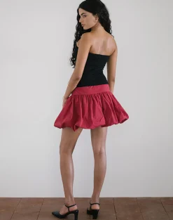 Motel Rocks Mini Skirts-Kiyowo Puffball Mini Skirt in Adrenaline Red AdrenalineRed