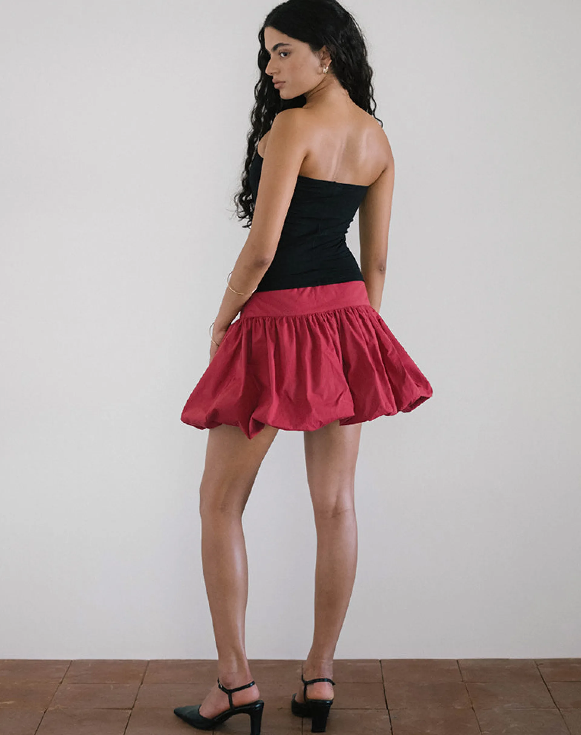 Motel Rocks Mini Skirts-Kiyowo Puffball Mini Skirt in Adrenaline Red AdrenalineRed