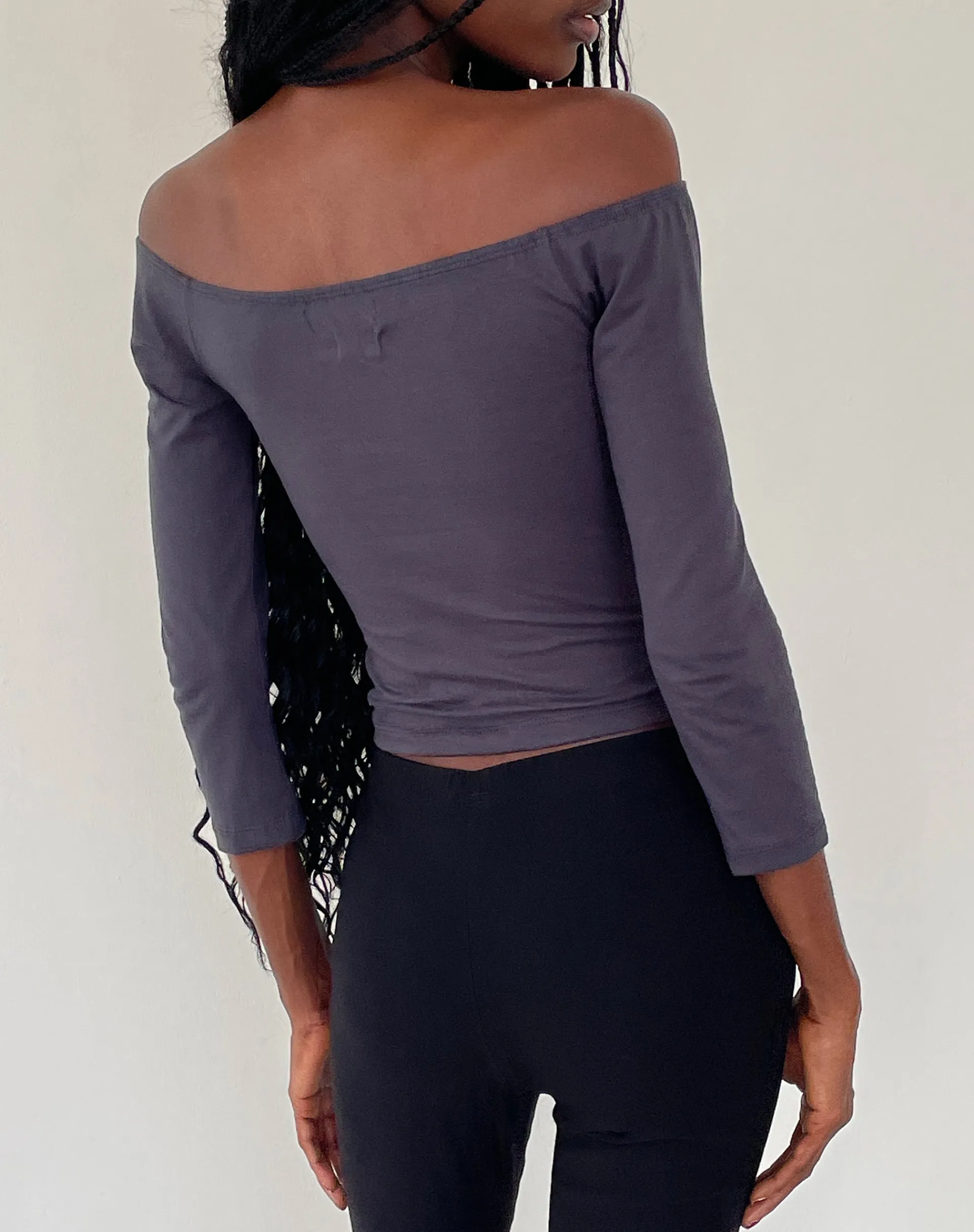 Motel Rocks Basics | Basic Tops-Koby Off Shoulder Bardot Top in Ocean Storm