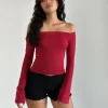 Motel Rocks Basics | Basic Tops-Korby Long Sleeve Top in Adrenaline Red