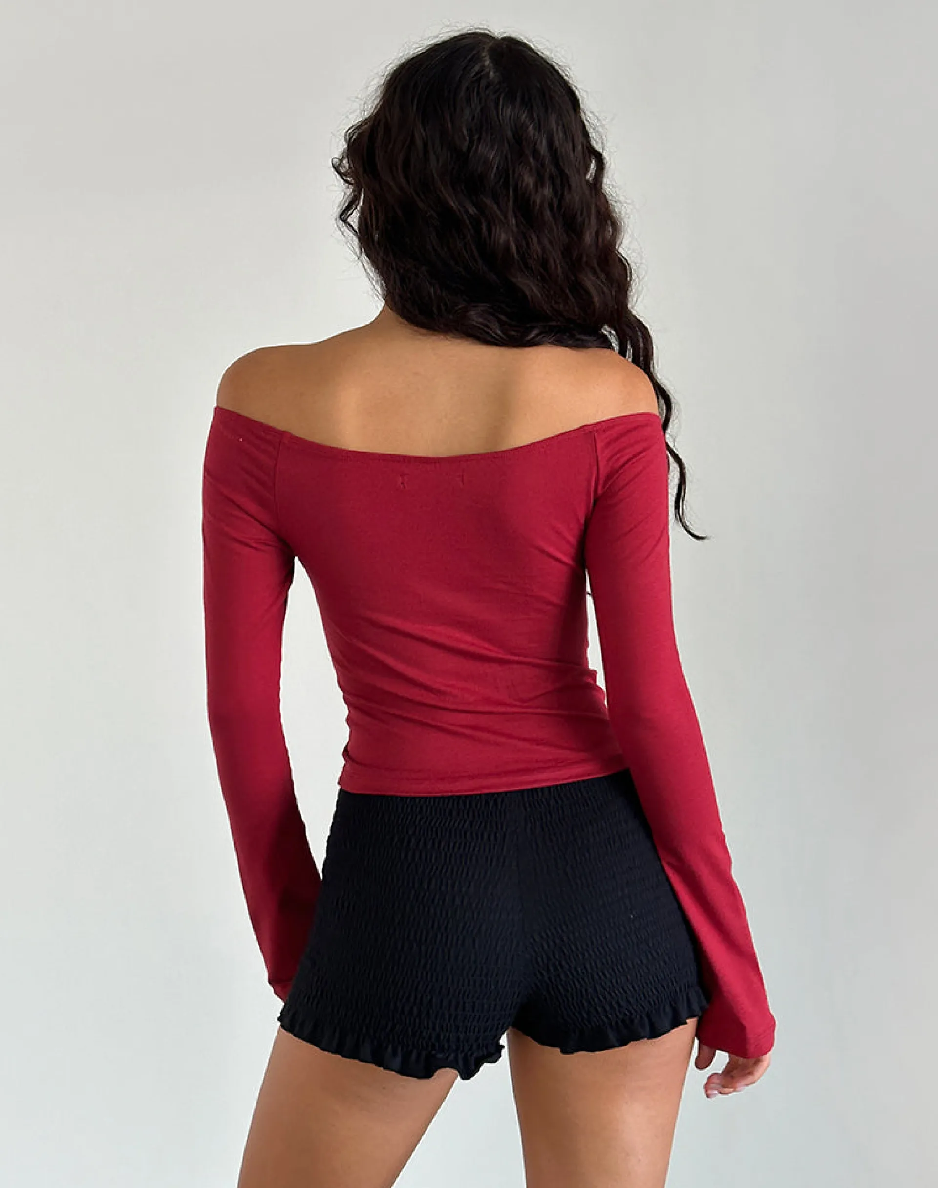 Motel Rocks Basics | Basic Tops-Korby Long Sleeve Top in Adrenaline Red