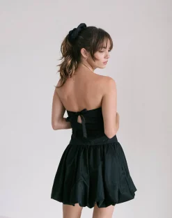 Motel Rocks Bandeau Dresses | Little Black Dresses-Krayofa Puffball Mini Dress in Black