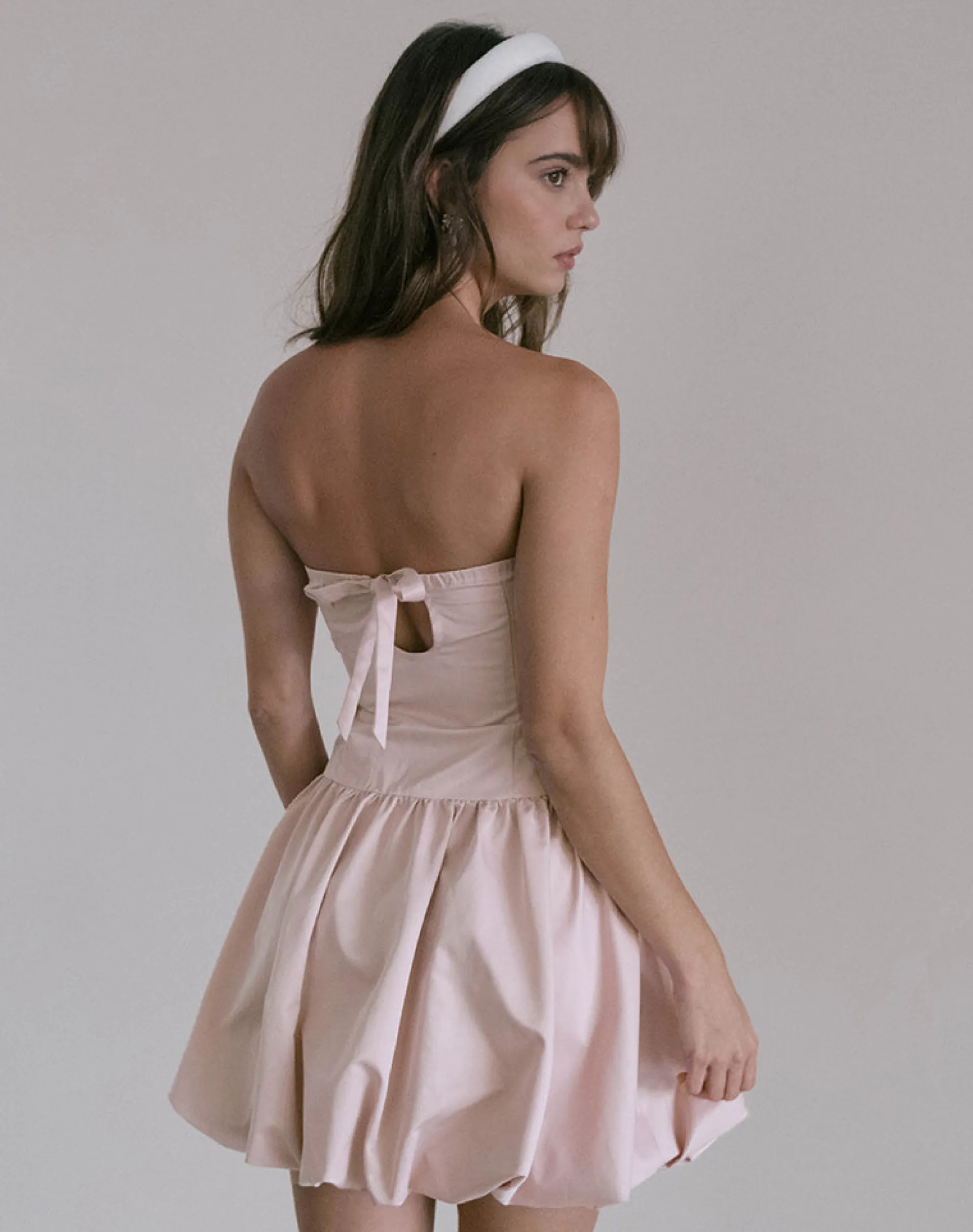 Motel Rocks Bandeau Dresses | Party Dresses-Krayofa Puffball Mini Dress in Baby Pink BabyPink